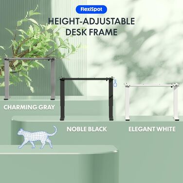 Каркас столу FlexiSpot з регулюванням висоти з 2 гачками, функцією пам&39яті висоти та світлодіодним індикатором висоти, ніжки столу з електричним регулюванням висоти (білий) EN1 білий