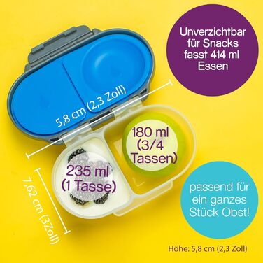 Міні-ланчбокс з 2 герметичними відсіками Ідеально підходить для малюків, дитячих обідів та перекусів Поміщає ціле яблуко Ланчбокс без BPA, колір Смарагдовий ліс