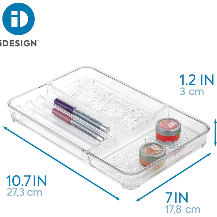 Органайзер для косметики iDesign, плоска пластикова коробка для зберігання косметики, прозорий