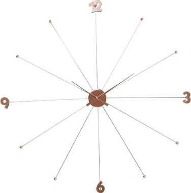 Настінний годинник Kare Design Like Umbrella, Rosegold, діаметр 100 см, безтихий кварцовий механізм, великий сучасний мінімалістичний годинник для вітальні, сталь, батарейки до комплекту не входять