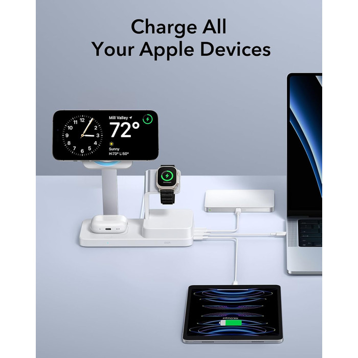 Зарядна станція ESR 100 Вт 6 в 1 GaN з CryoBoost, сумісна з зарядною підставкою MagSafe, магнітний бездротовий зарядний пристрій д