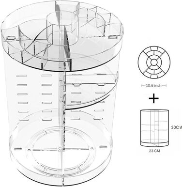 Обертовий органайзер для макіяжу Прозорий обертовий органайзер для догляду за шкірою Косметична стійка, 360