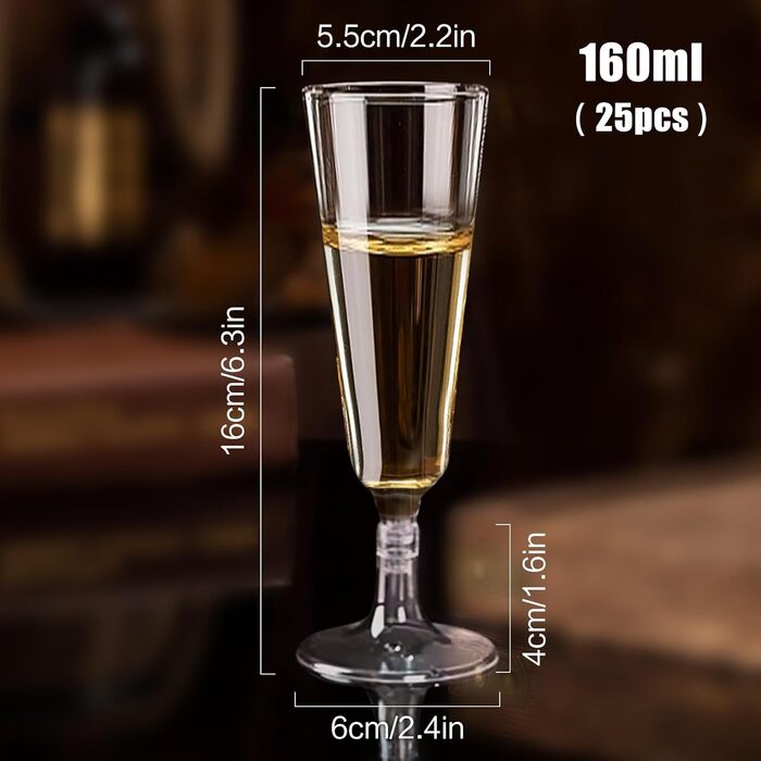 Келихи для шампанського пластикові 25 шт. келихи для шампанського пластикові келихи для шампанського прозорі 160 мл коктейльні кел