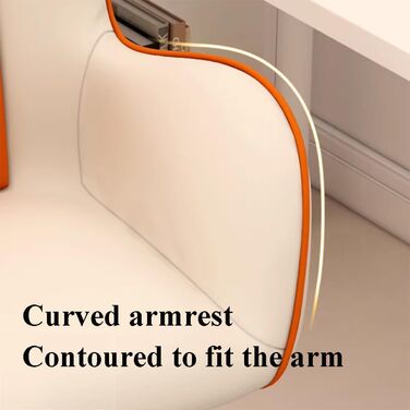 Туалетне крісло з колесами для невеликих приміщень, зручне офісне крісло для дівчат та жінок для макіяжу, шкіряні крісла з регульованою висотою для домашніх офісів зі спинкою (помаранчеве)