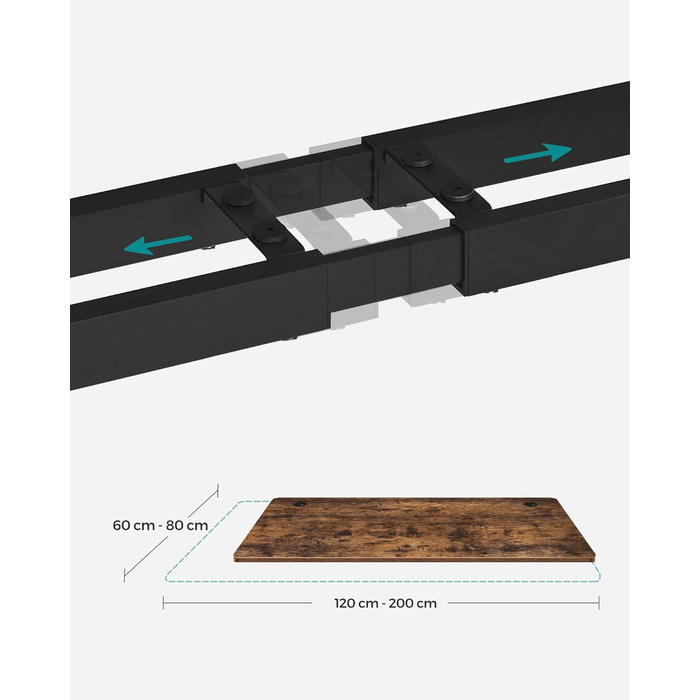 Електрична настільна підставка SONGMICS з регулюванням висоти, подвійний двигун, з гачками, безступінчасте регулювання, функція пам&39яті, сталь, чорний колір LSD019B01