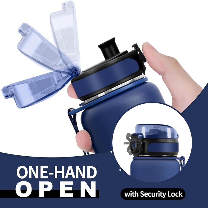 Термос 1 л, герметичний термос, ізольована пляшка без бісфенолу А, пляшка з нержавіючої сталі для спорту, школи, фітнесу, активного відпочинку, кемпінгу, 1000 мл, темно-синій