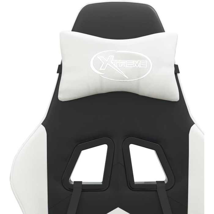 Зручне ігрове крісло з функцією масажу, штучна шкіра чорний/білий, 57,5 x 59,5 см - Для геймерів та офісної роботи Ігрове крісло Модель 349596