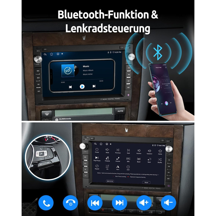 Автомобільне радіо ESSGOO Wireless Carplay та Android 264G Android 14 для VW VW Polo MK3/4 9N Golf 4 Passat B5 T5 Seat Skoda, 7-дюймовий сенсорний екран з Bluetooth FM RDS GPS WiFi