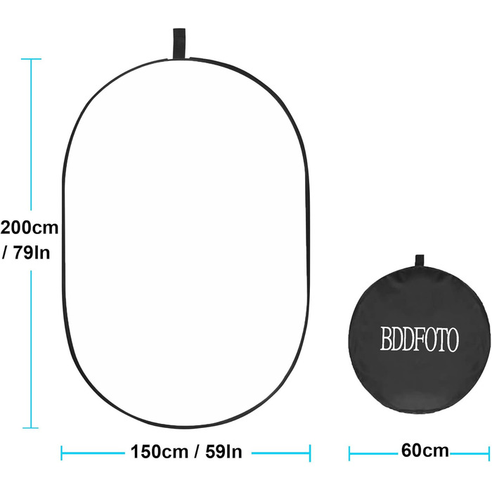 В-1 150x200см Фотостудія Овальний Багатодисковий складний набір світловідбивачів з сумкою для перенесення для студійної зйомки 150x200см, 5-