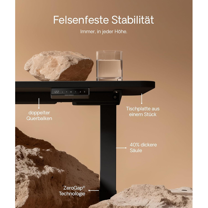 Робочий стіл з електричним регулюванням висоти 160x80 см - Стабільний робочий стіл з електричним регулюванням висоти з сенсорним е