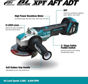 В Li-Ion LXT 125 мм безщіткова кутова шліфувальна машина X-Lock - акумулятори та зарядний пристрій не входять до комплекту постача