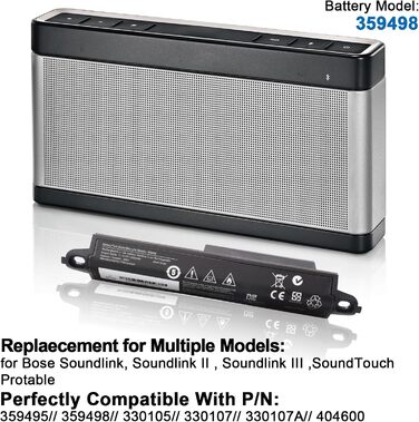 Акумулятор для Bose SoundLink III 330105 0330105 330107 0330107 330105A 330107A Soundlink 2 3 Soundlink Bluetooth Mobile Speaker II III 414255 404900 404800 11.1V 2230mAh, 359498 404600 359495