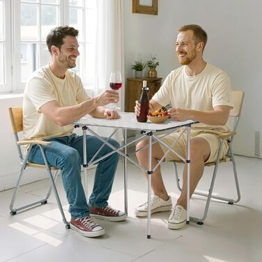 Складаний фуршетний стіл VEVOR, портативний універсальний стіл, 70 см, квадратний алюмінієвий стіл (для 2-4 осіб) з сумкою для перенесення, садовий стіл, кемпінговий стіл для вечірок, пікніків, кемпінгу, барбекю, сріблястий