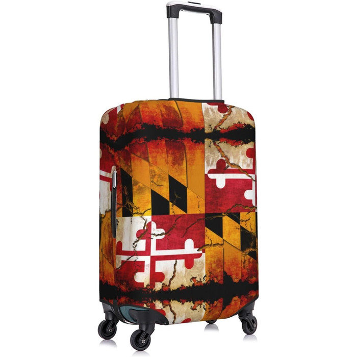 Чохол для валізи з дерева, прапор штату Меріленд, міцний захист для багажу, підходить для валіз розміром 45.7 - 81.3 см, малий, Чорний