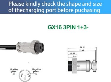 Зарядний пристрій 54,6 В 5 А для літієвих акумуляторних блоків 48 В, зарядний пристрій 48 В 5 А, синій зовнішній вигляд 48,1 В 5 А із сірим роз&39ємом A50 Anderson (HRH300-54.6V5AGX1613-BL)