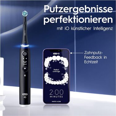 Електрична зубна щітка/електрична зубна щітка Oral-B iO Series 6 Plus Edition, ПЛЮС 3 щітки для електричних зубних щіток, магнітний чохол, 5 режимів чищення, упаковка, що підлягає переробці, чорний