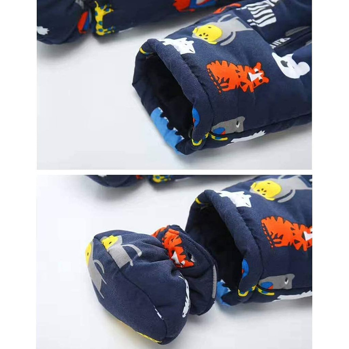 Дитячий зимовий комбінезон з капюшоном, зимовий костюм з рукавичками та пінетками, комплект теплого одягу для дівчаток та хлопчиків, 24-36 місяців () F