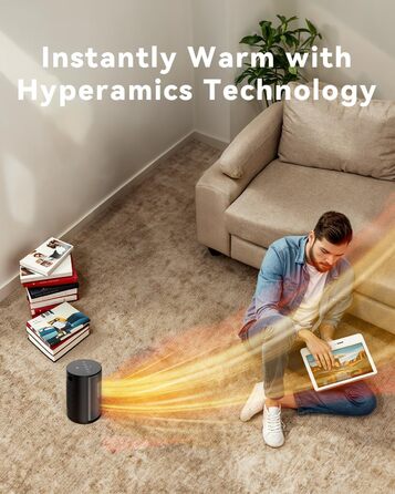 Енергозберігаючий електричний обігрівач, керамічний нагрівальний елемент PTC потужністю 1500 Вт, 4 режими, портативний обігрівач з термостатом, захист від перегріву та перекидання, 8-годинний таймер, для використання в приміщенні, чорний