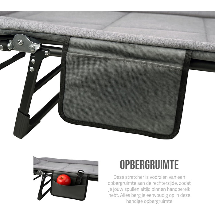 Складане розкладне ліжко для кемпінгу Регульоване розкладне ліжко з 5-позиційною спинкою, 4 міцними складними ніжками, бічною кишенею, мяким підголівником Компактне та зручне 1956527 см