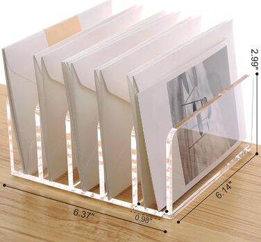 Тримач для листів SANRUI настільний, органайзер для листів з 5-мм акрилу, прозорий тримач для листів для офісу, сім&39ї, домашнього офісу, 5 відділень, легко миється, розміри В 7,5 x 16 x 15 см, модульний, стабільний та компактний