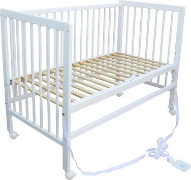 Дитяче ліжко Micoland - Приліжкове ліжко - Дитяче ліжко 120x60 см Трансформоване ліжко з ремінцем та колесами (біле) Біле