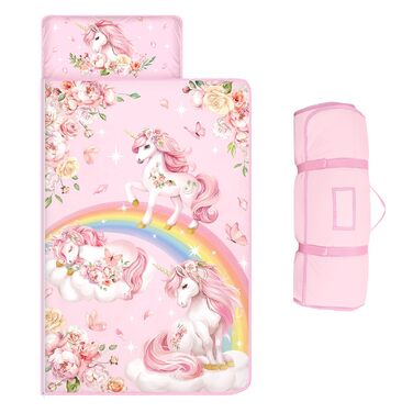 Дитячий спальний мішок, теплий дитячий спальний мішок зі знімною подушкою та ковдрою для дівчаток та хлопчиків, складна ковдра-спальний мішок для кемпінгу в приміщенні та на свіжому повітрі, 15060 см Єдиноріг