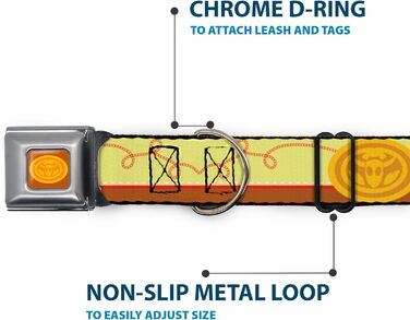 Нашийник для собак Історія Іграшок, дерев'яна пряжка у стилі ковбоя, жовто-червоно-коричневий, ширина 2,5 см, регульований розмір 38-66 см (великий)