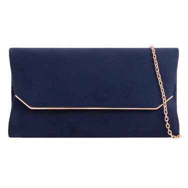 Сумка з замші, однотонна, для весілля, балу, вечірки, середнього розміру, темно-синя
