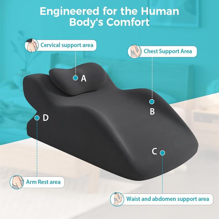 Подушка для читання для ліжка та дивана, багатофункціональна клиноподібна подушка, подушка для спини, ергономічна клиноподібна подушка з піни з ефектом пам&39яті для підтримки спини, шиї та ніг, для відпочинку, гри, читання або перегляду телевізора