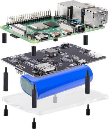 Блок живлення ДБЖ SunFounder PiPower Raspberry Pi, захист Raspberry Pi та SD, плата розширення Power Bank 5 В/3 А, сумісна з Raspberry Pi 4B/3B/3B/нуль 2 Вт/нуль Вт (батарея в комплекті)