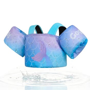 Дитячий плавальний жилет Gogokids з крильцями для плавання для немовлят - зручний плавальний жилет з наручниками для дітей 1-6 років, 24-66 фунтів/11-30 кг, тренувальний плавальний жилет із запобіжною пряжкою та нарукавниками 1-3 роки, 11-15 кг, градієнтн