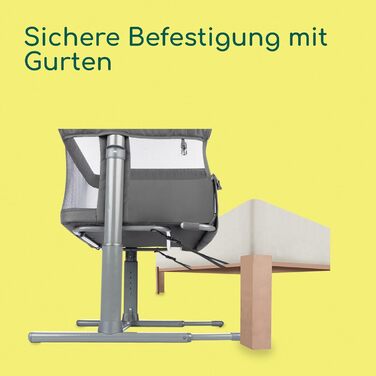 Ліжечко-тумбочка для малюків від народження до 6 місяців (0-9 кг), складне ліжечко-тумбочка, 5 регульованих рівнів висоти, регульований матрац, колір мінерального графіту Zina, колір мінерального графіту