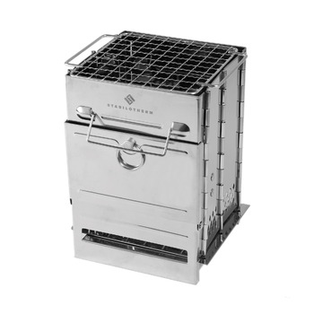 Вугільний гриль з нержавіючої сталі, складаний для кемпінгу та використання на свіжому повітрі портативний гриль, кемпінговий гриль, вуличний гриль кемпінговий гриль дуже стабільний та компактний, 21 см x 14 см x 14 см