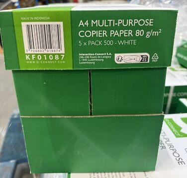 Папір для копіювання, папір для принтера/DIN A4, 80 г/м/ 5 x 500 аркушів/Клас якості - B/Універсальний папір/для дому, офісу та домашнього офісу/Багатофункціональний папір, 01087