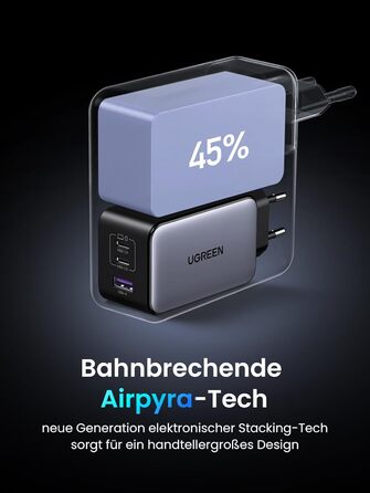 Зарядний пристрій 100 Вт Mini GaN Зарядний пристрій 3-Port PD Блок живлення Компактний швидкий зарядний пристрій PPS 45 Вт Сумісни