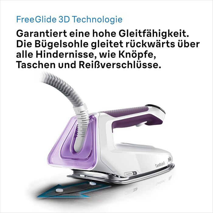 Парова прасувальна станція Braun Household CareStyle 5 IS5247 VI - Парова праска з підошвою FreeGlide 3D, режим iCare, вертикальне