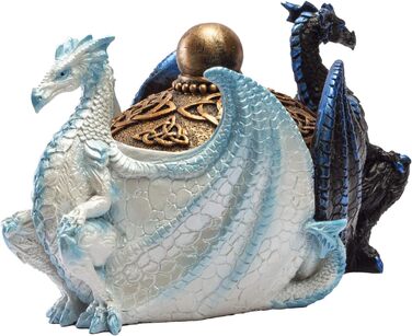 Тихоокеанські подарунки, фентезі, кельтське вузлування, подвійні дракони Інь-Янь, декоративна дрібничка, скринька для ювелірних виробів, фігурка, 5,75 дюйма завдовжки