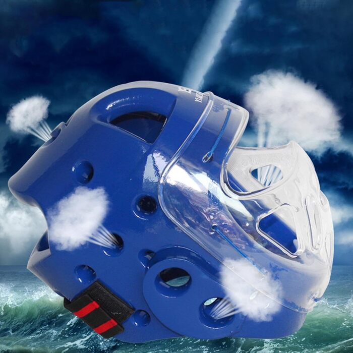 Шолом Rockible для карате для дорослих та дітей, ударостійкий, захисний щиток для обличчя з бойових мистецтв MMA для тренувань з тхеквондо, синій XL