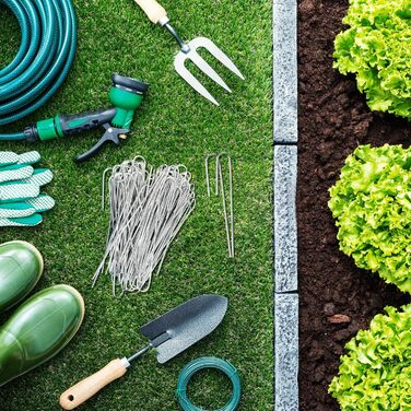 Скоби для крапельного зрошення, садові кілки J-подібної форми, 5-дюймові скоби для ландшафтного дизайну, штифти для крапельного зрошення (призначені для утримання крапельних трубок діаметром до 1/2 дюйма), для утримання крапельних трубок діаметром до 1,27