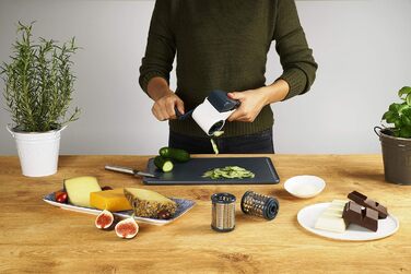 Барабанна терка Fackelmann 27911, нержавіюча сталь 18/8, білий, сріблястий і синій, 210,5X10CM Терка для барабанів білий/синьо-сірий