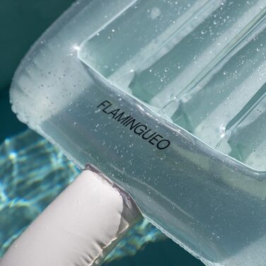 Надувний матрац Flamingueo, килимок для басейну, пляжний, дуже великий, у формі льоду, блискучий дизайн, стійкий до ПВХ, подвійний клапан, 90 x 190 x 20 см