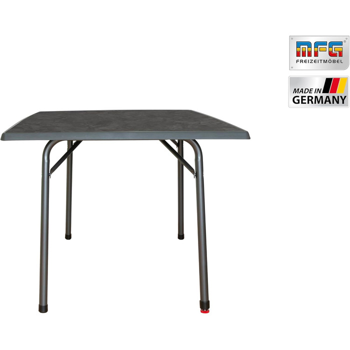 Садовий розкладний стіл MFG 132x90 см, Садовий стіл Всепогодний Компактна розкладна конструкція з вирівнювальними ніжками Не потребує складання Каркас антрацит, Декор стільниці сланець