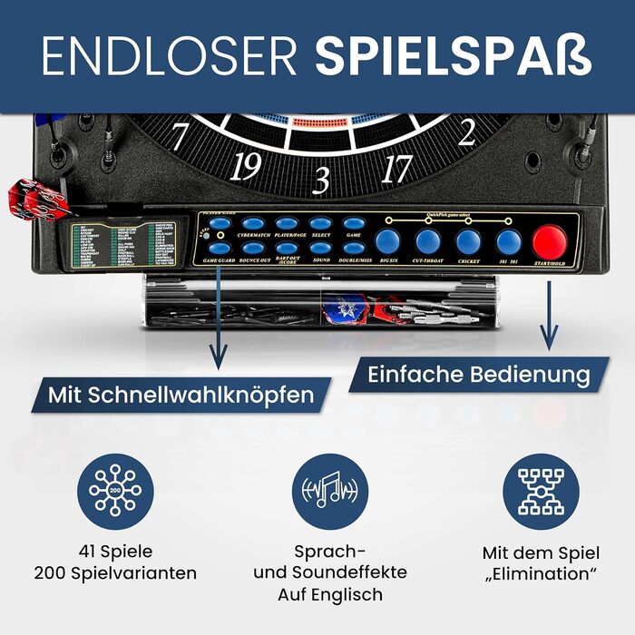 Електронна мішень для дартсу Dartona JX2000 Tournament Pro - Електронна мішень для дартсу Турнірна дошка з 41 грою та понад 200 варіаціями Дуже хороший рейтинг на Vergleich.org