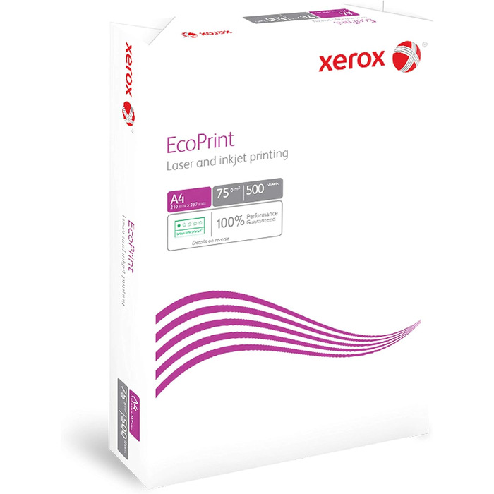 Копіювальний папір Xerox EcoPrint, 75 г/м, A4, білий, без деревини ECF 1 коробка, 5 упаковок, 2 500 аркушів