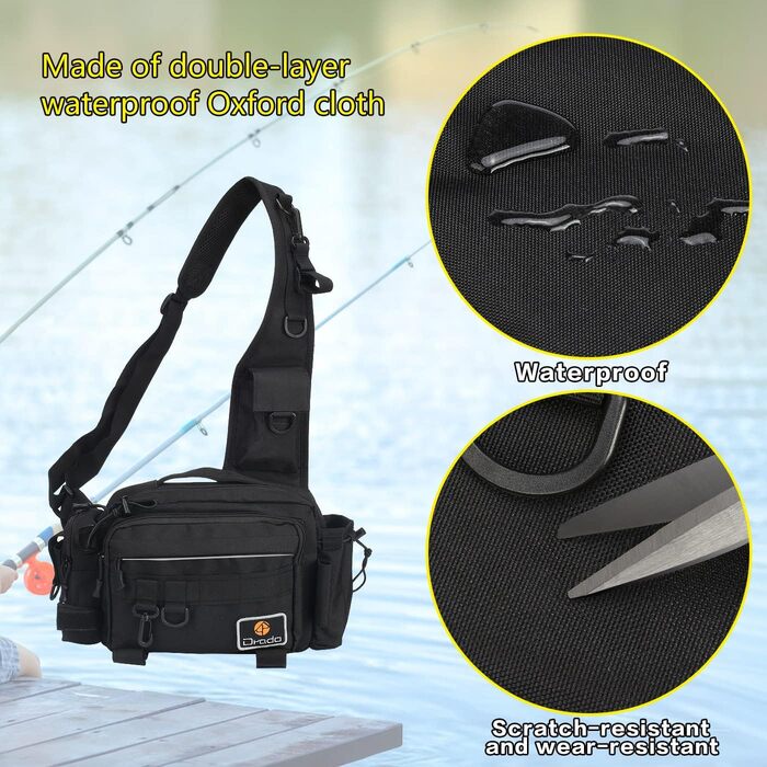 Сумка для рибалки Noosverl Сумка для риболовлі, водонепроникний і зносостійкий водовідштовхувальний рюкзак для риболовлі з 4 карабінами