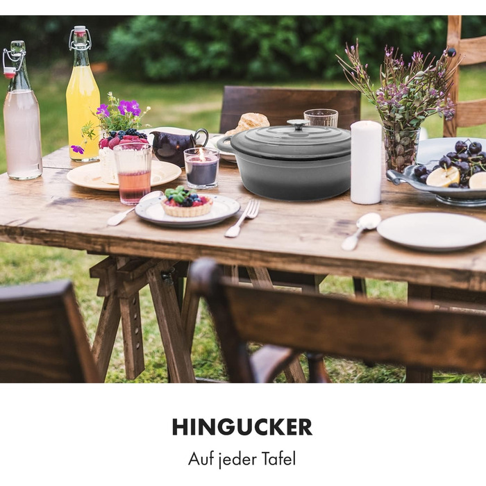 Велика каструля для барбекю з кришкою вогнетривка чавунна каструля емальована 33 см каструля об'ємом 5,5 л каструля підходить для