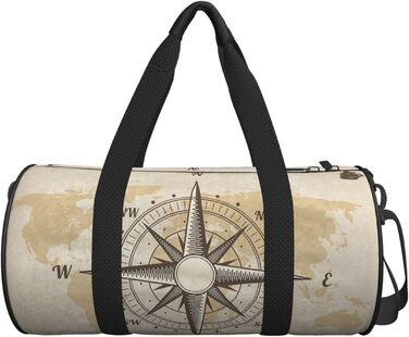 Вінтажна спортивна сумка з компасом та старовинною картою світу, велика дорожня сумка для фітнесу, чоловіча та жіноча сумка на вихідні