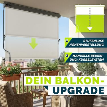 Вертикальна маркізка tillvex 160 x 250 см для використання всередині та зовні приміщень з дощовиком Водонепроникна зовнішня рулонна штора з ручним приводом для балкона, тераси та саду Балконна рулонна штора, сонцезахисний козирок, екран для конфіденційнос