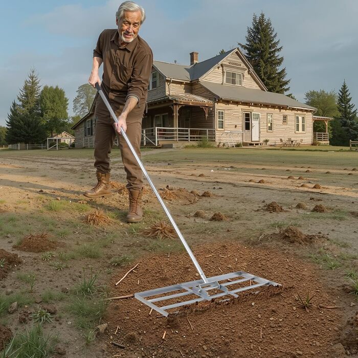Вирівнювач газону з ручкою, розмір пластини 355x762 мм, граблі-вирівнювач з вуглецевої сталі, для вирівнювання газону, догляду за садом та гольф-полями
