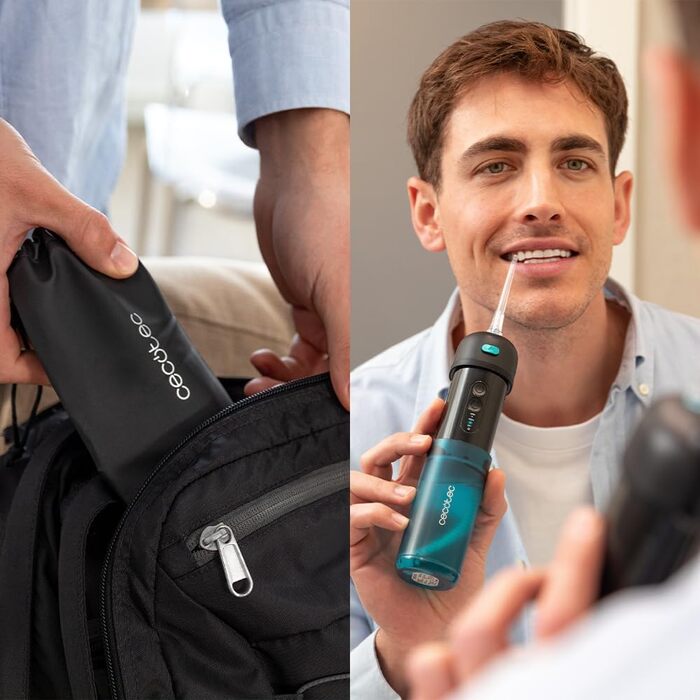 Портативний іригатор для зубів з акумулятором ToothCare Jet Fresh комплексний очищувач для порожнини рота з 3 насадками. 1200 об/хв, резервуар для води 180 мл, бездротовий, водонепроникний IPX7, 3 режими та 20 днів автономної роботи.